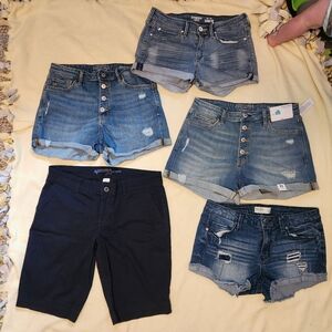 5 lot Womens Size 11 Jean Shorts low/mid rise Stretchy
